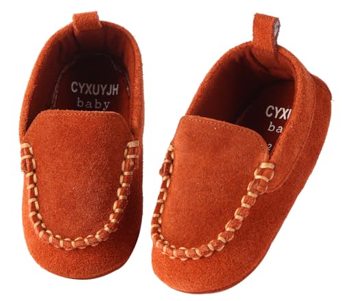 CYXUYJH Baby Girl Shoes Moccasin Slippers for Boys Girls Suede Leather Toddler Sock Dress Shoes Soft Sole First Walking Kids Slippers 12-18 months