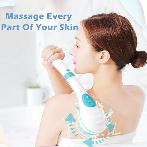 XUBX Cepillo De Ducha Corporal Eléctrico Cepillo Corporal, Multifunción Con 5 Puntas Exfoliantes IPX7 Impermeable, Masaje Rotatorio, Para Exfoliación, Limpieza De Cutis y Masaje, Cepillo Facial - imagen 7