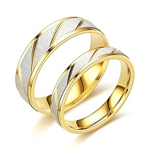 Beydodo Ringen voor paren, van roestvrij staal, met gravure, trouwringen, goudkleurig, zonder steen, mat, bandringen, verlovingsringen, trouwringen, prijs per paar, Roestvrij staal