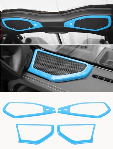 Savadicar Sky Blue Interior Trim Kit for 2024+ Jeep Wrangler (JL) & Gladiator (JT) - 4 Pcs Decor Cover Set for Front Dash Speakers and Soundbar, Stylish Accessories for an Upgrade