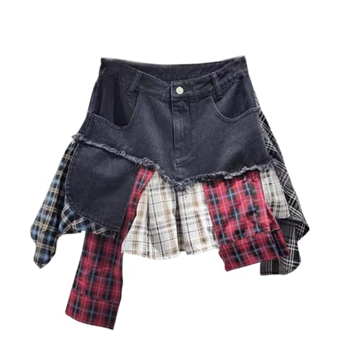 Amazon.com: BAIMORE Women's Y2k High Waist Plaid Patchwork