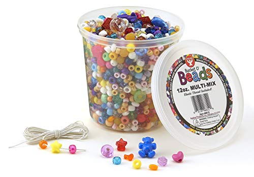 Hygloss Products Bucket O'Bead Multi Mix 12 Oz, Container (with Elastic Thread)