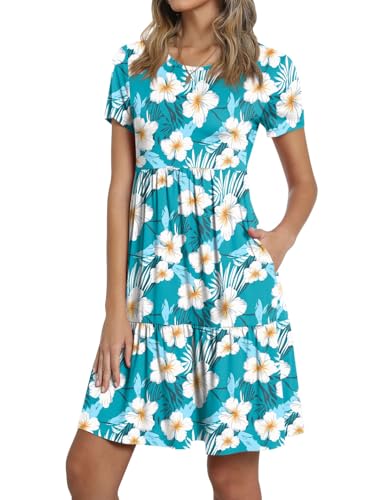 Image of TAOHUADAO 2026 Summer Dresses for Women Short Sleeve Ruffle Casual Sundress with Pockets
