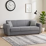 Dmora Divano Letto 3 posti Escobar, Divano Letto Contenitore lineare, Sofà da Soggiorno Apertura Click-clack, 223x84xh80 cm, Grigio