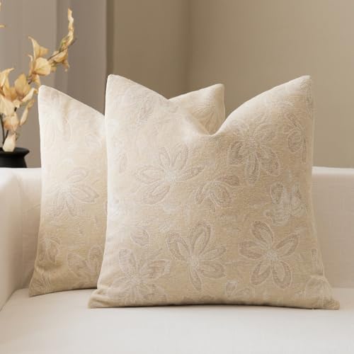 FIOUOVO Floral Throw Pillow Covers 18x18 Set of 2 Farmhouse