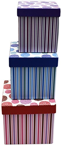 ALEF Elegant Decorative Themed Nesting Gift Boxes -3 Boxes- Nesting Boxes Beautifully Themed and Decorated - Perfect for Gifts or Simple Decoration Around The House! (Square Dazzling Dots)