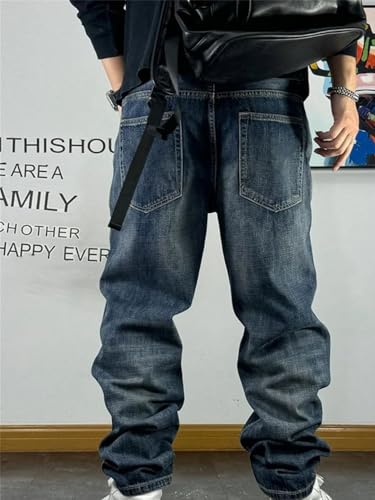 Men’S Fashion Patch Ripped Regular Straight Cargo Pants Button Fly Midweight Distressed Hip Hop Full Length Jeans3