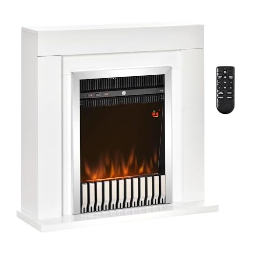 HOMCOM Chimenea Eléctrica 1000/2000W Chimenea Decorativa con Marco Llama Termostato Mando a Distancia Temporizador y Protección Sobrecalentamiento para 20-25 m² Blanco