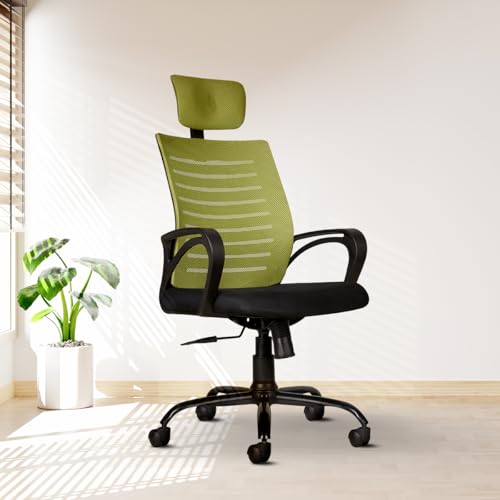 Image of CELLBELL Desire C104 Mesh High Back Ergonomic Office /Study Revolving /Computer Chair for Work from Home - Metal Base, Seat Height Adjustable, Pistachio Green