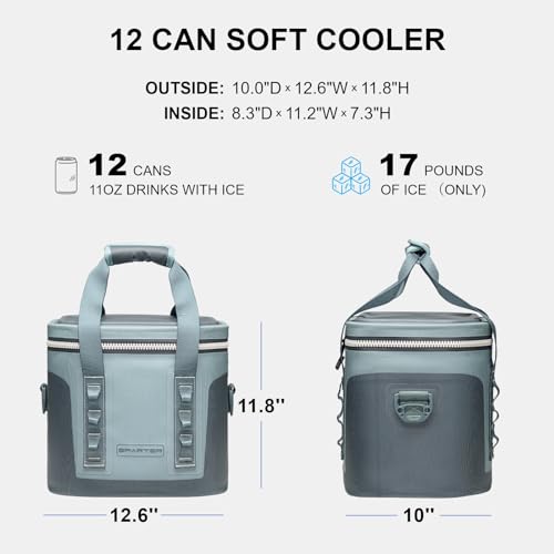 SPARTER Portable Soft Cooler 12 Cans, IP68 Tizip Leak-Proof Zipper for Camping, Fishing, Beach, Outdoors Insulated Ice Chest with Reusable Ice Pack by SPARTER - Used condition - Image 4