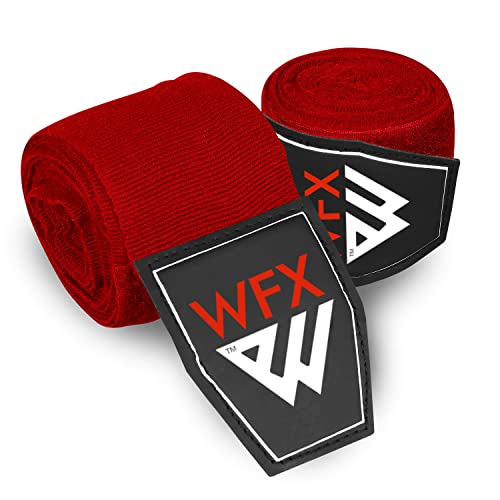 WFX Fasce Boxe 3,5m & 4,5m, Arti Marziali Bende Boxe, Supporto Polso Fascia Box'e per Pugni, Protezione Delle Dita, Allenamento Elastica Pesante per Box'e, MMA, Muay Thai (Rosso 3,5 M)