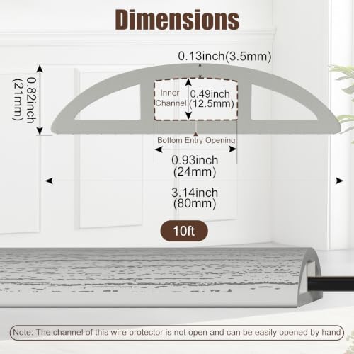 Image of Eapele Floor Cord Cover 10ft Cord Covers for Wires on Floor, Heavy Duty Extension Cord Cover, Rubber Floor Cable Cover, Prevent Trip Hazard for Sidewalk Home Office Outdoor or Indoor Settings