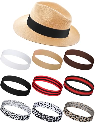Yahenda 9 Pcs Stretchable Hat Band Ribbon Panama Band Western Cowboy Costume Headwear for Summer...