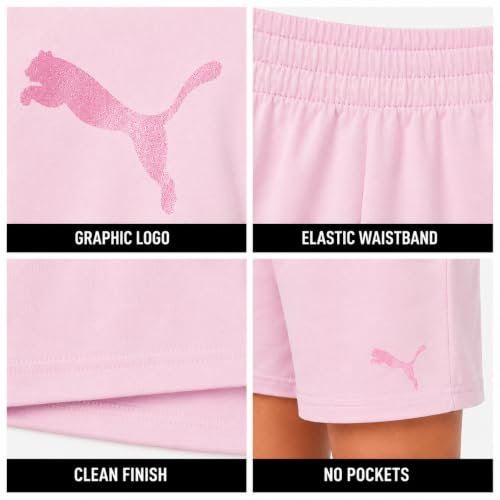 Image of PUMA Girls Athletic Shorts Set - 2 Piece Active Performance TShirt and Gym Bike Kids Shorts Girls Activewear Set (7-14)