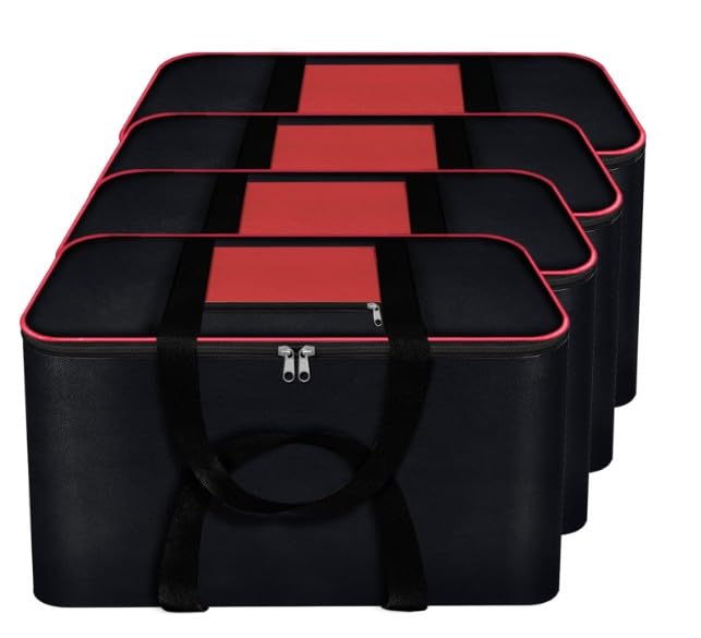 Fargo 4 Pack Moisture Proof Nylon Large Size Underbed Storage Bag For Clothes (54 x 46 x 28 cm) - Black, Rectangular