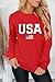 Dressmine Womens Cotton Crewneck Sweater Casual Red Long Sleeve Shirts Graphic Hoodie 2025 Fashion Usa Sweatshirt XX-Large