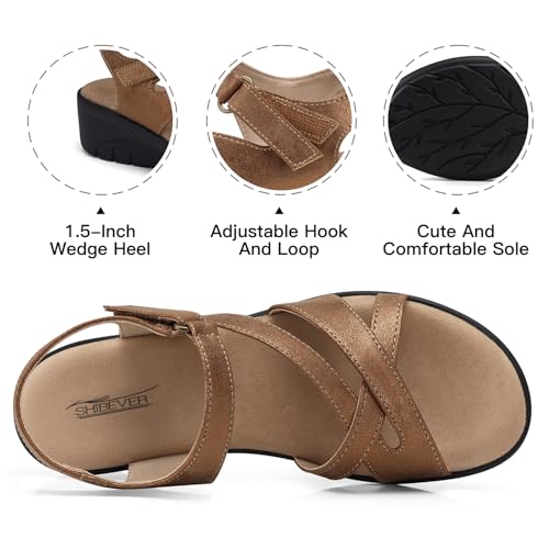 Image of SHIBEVER Wedge Sandals for Women Dressy: Comfortable Low Heel Sandals | Adjustable Casual Dress Shoes with Cushioned Insole and Non-Slip Sole, All-Day Walking