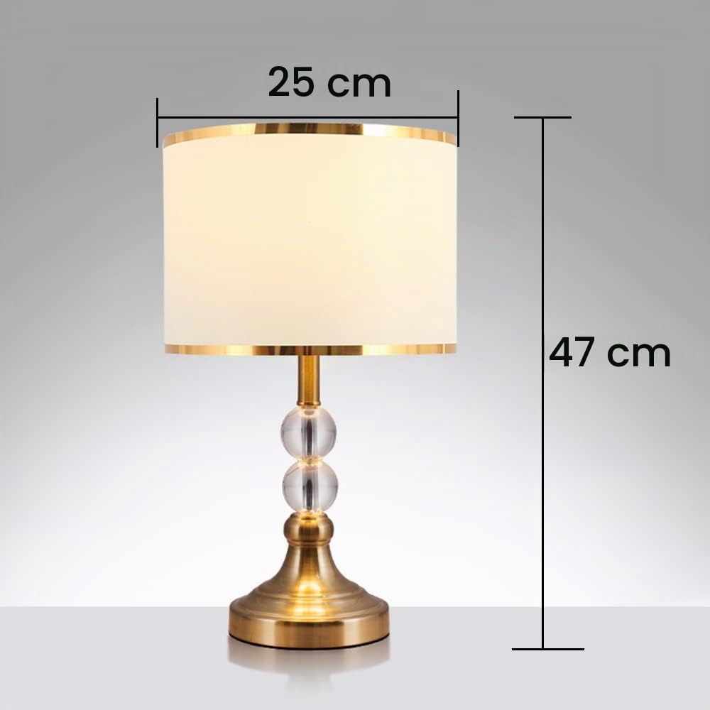 Lampe en cristal - lampe de table design contemporain - Ø 25 x 47H cm - abat-jour en tissu beige - base de métal - Lampe de chevet - 1x E27 max.60 W - Ampoule non incluse