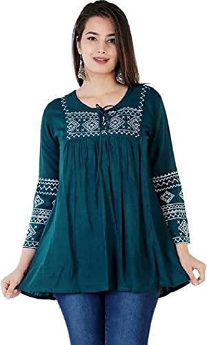 Image of Kartik Fashion Women Rayon Embroidered Regular Top