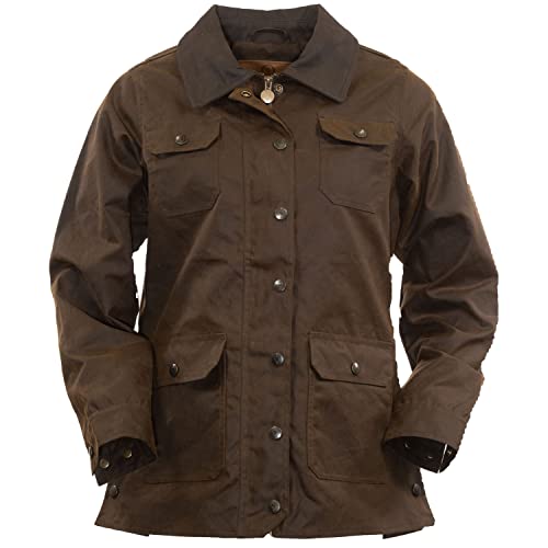 Outback Trading Company Women's Gidley Durable Casual Waterproof 2-Way Zipper Nubuck Collar Jacket with Pockets