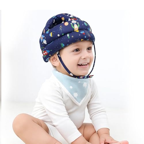 Image of GLUN Pack of 1 Baby Head Safety Cushing Helmet Navy Blue Colour, 6-12 Months Cushion Lightweight & Breathable Head Protector Helmet, Crawling & Running for Infants, Soft Cushion Headguard