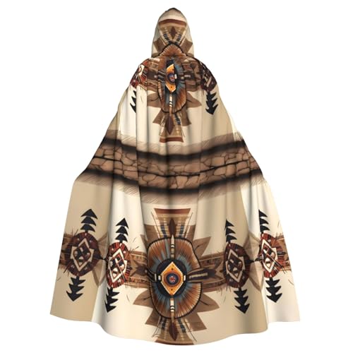 Chaqueta larga con capucha para adulto estilo nativo americano