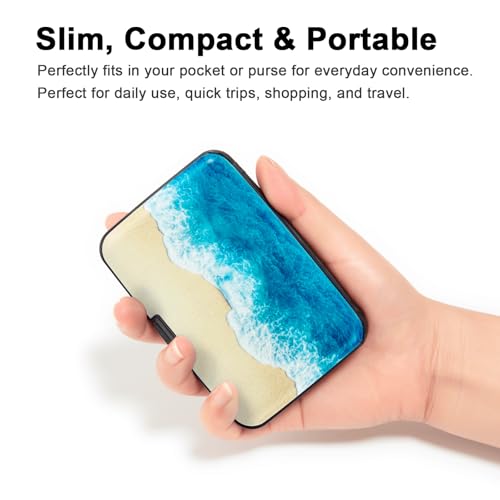 Image of Credit Card Holder, Metal Card Wallet RFID Blocking Mini Slim Aluminum Business Hard Card Case for Women Men (Beach)