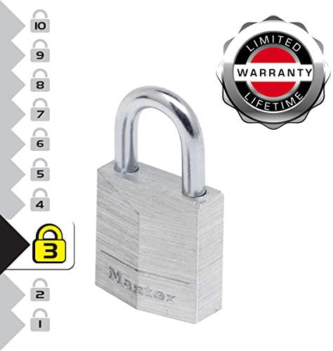 Master Lock 9120EURTCC Pack of 2 Key Padlocks in Aluminium, Grey, 2 x 3.4 x 1.4 cm