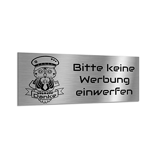 Briefkastenschild Bitte keine Werbung einwerfen aus V2a Edelstahl mit Motiv. Verschiedene Größen – Bild 5
