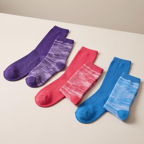 Image of Tipi Toe Women's 6-Pack Funky Crew Socks | Colorful Fun Patterned Novelty Dress Socks, Sizes 9-13