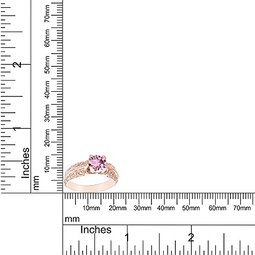 AFFY Round Shape Simulated Birthstone Engagement Ring In 14K Rose Gold Over 925 Sterling Silver4