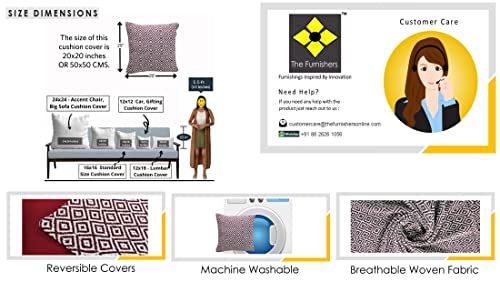 Image of Reversible 20x20 Maroon Cotton Argyle Woven Pack of 1 Fashion Throw Pillow Covers Cases for Couch Sofa Home Decoration | 50 x 50 cm