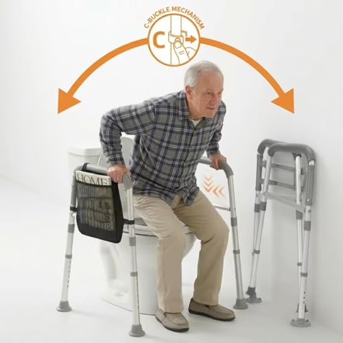 TABEKE Toilet Safety Rails for Seniors, Adjustable Height & Width Toilet Safety Frames with Handles, Foldable Toilet Rails for Disabled Elderly Fit Most Toilets (w. Suction Cups) - Image 6