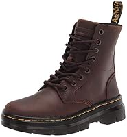 Dr. Martens Unisex Combs Leather 8-Eye Boot, Dark Brown Crazy Horse Leather, UK 6/US M7W8