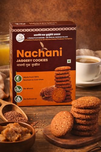 Image of AGROMILETS Nachani Jaggery Cookies 1000g | Ragi Cookies with Jaggery | Baked Millet Snack | Crunchy Tea Time Biscuits | Traditional Grain Based Snack | Pack of 1000g