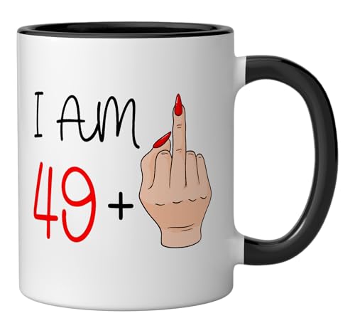 Taza cerámica 11 onzas 50 años negro y blanco miniatura 2