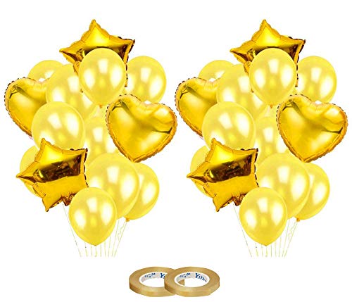 Image of AMFIN (Pack of 30) Birthday Decoration Combo / 1st Birthday decoration For Baby / 1st Birthday Decoration Items / First Birthday Party Decoration / First Birthday Party Decoration / First Birthday Decoration Girl - Golden
