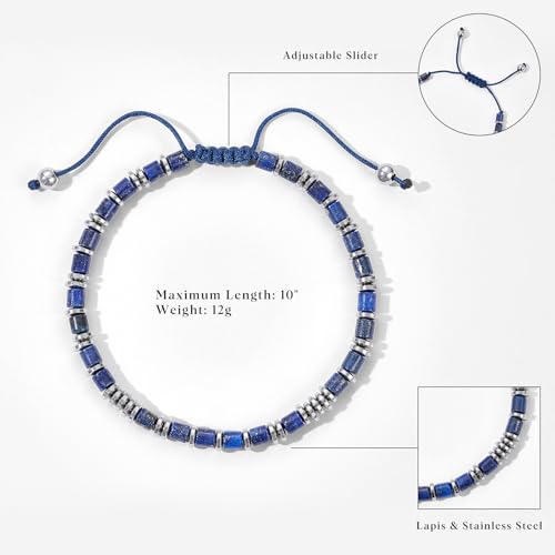 Pulsera de cuentas ajustable para hombre con piedra natural miniatura 5