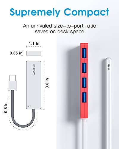USB Hub, BYEASY 4 Port USB 3.0 Hub, Ultra Slim Portable Data Hub Applicable for iMac Pro MacBook Air, Mac Mini/Pro - Image 4