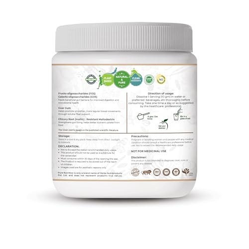 Image of Pure Nutrition Prebiotic Fiber Powder | Soluble and Insoluble fiber Supplement Powder for Gut Health & Digestion with Natural Blend of 5 Prebiotic Fibers for Digestive Health, Supports Bowel Regularity & Gut Microbiome | Zero Sugar & Zero Fat - 250g