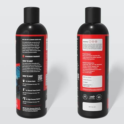 Image of Car & Bike Shampoo with 250ml | pH Neutral | Thick Snow Foam for Deep Cleaning | Safe On Paint, PPF & Ceramic Coats | Strawberry Fragrance (250 ML)