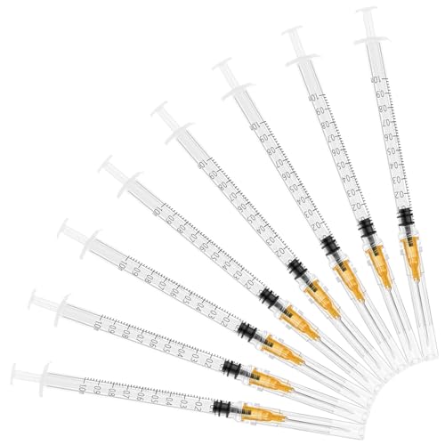 1ml Syringe with 25G 1 inch Needle, 1ml Luer Lock Syringe, Needles for Injections, Individual Package, Pack of 30