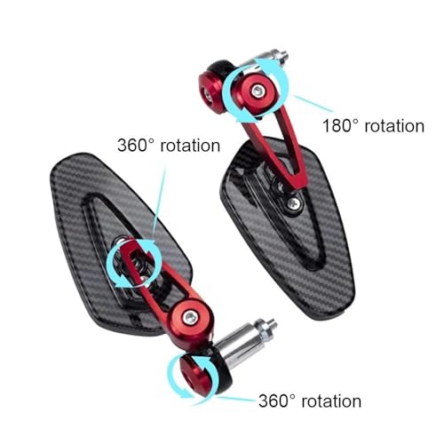 Espejos retrovisores de moto de fibra de carbono para manillar de 7/8 y 1 pulgada en color azul 3
