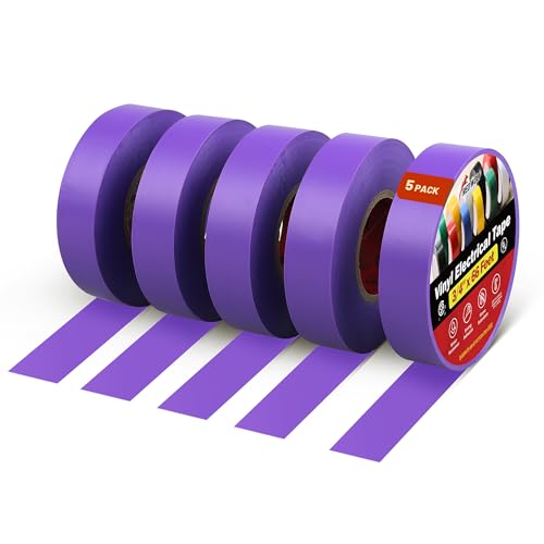 Image of RED WOLF 5 Pack Purple Electrical Tape 3 /4 Inch x 66 Ft Industrial Grade UL /CSA Listed 7 Mil Thick Flame Retardant High Temp Waterproof Electrical PVC Tape Electric Super Vinyl Rated 600V