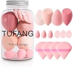 Tufang 14pcs Makeup Sponge Set with Storage Box – Includes Triangle Powder Puffs, Mini Beauty Eggs, Air Cushion Puffs – for Blending, Baking & Contouring (pink)