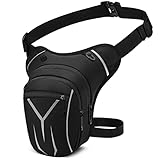 ENONEO Riñoneras Hombre Impermeable Bolsa Pierna Moto Bolsa de Cintura Mochila Táctica Militar Bolso Cinturón Grande Bolsa de Cadera Paquete Bolso Bandolera con 4 Bolsillos & Cinturón