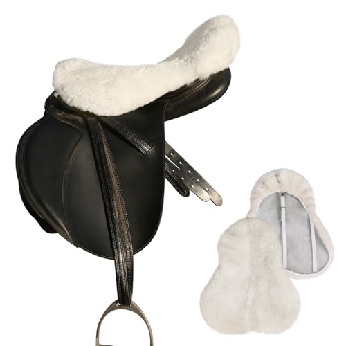Image of Harrison Howard Plush Sheepskin Saddle Cover for English Saddles Seat Saver Ultimate Riding Comfort for Rider & Protection for Saddle Universal Size