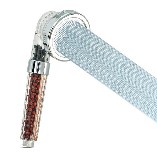 AQUALONA Purifying Handheld Shower Head - Softens Water - Saves Water - Boosts Water Pressure - Rub Clean - Standard BSP Connection - Adult Children Pet Home Gym - 3 Spray Patterns - Universal