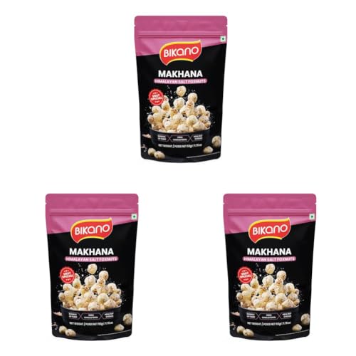 Image of Bikano Makhana Himalayan Salt | Prepared in Olive Oil | Roasted Foxnut | Crunchy Light Snack | Ready to Eat | 50g Pack (Pack of 3)