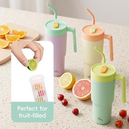 Image of Konokyo 12 Pack 40 Oz Tumblers with Handle and Straw, Bulk Vacuum Insulated Stainless Steel Travel Mugs with Lids for Office, Events and Group Orders Purple